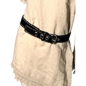 Vintage suede big stitch boho‎ rustic statement belt